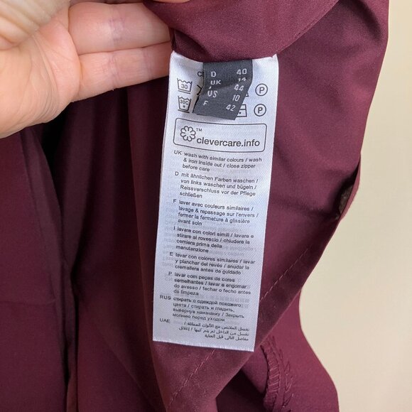 Esprit Fitted Sheath Dress Notched Vneck Cap Sleeves Wine NWT Women's US 10 - Picture 7 of 11